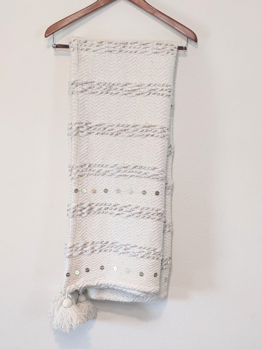Cupcakes & Cashmere Woven Throw Blanket 50" x 60" Cream White Beige